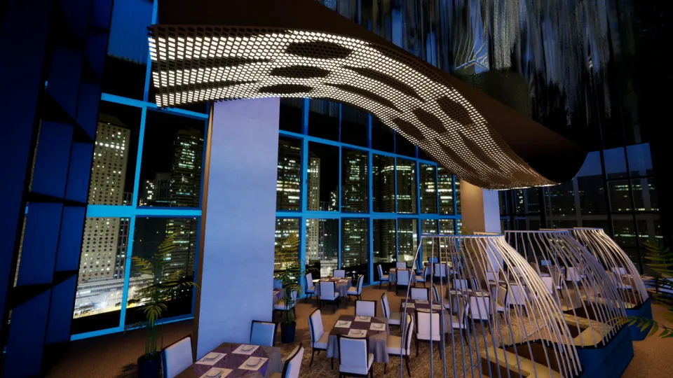 Still from a real-time rendered interior scene in Unreal Engine