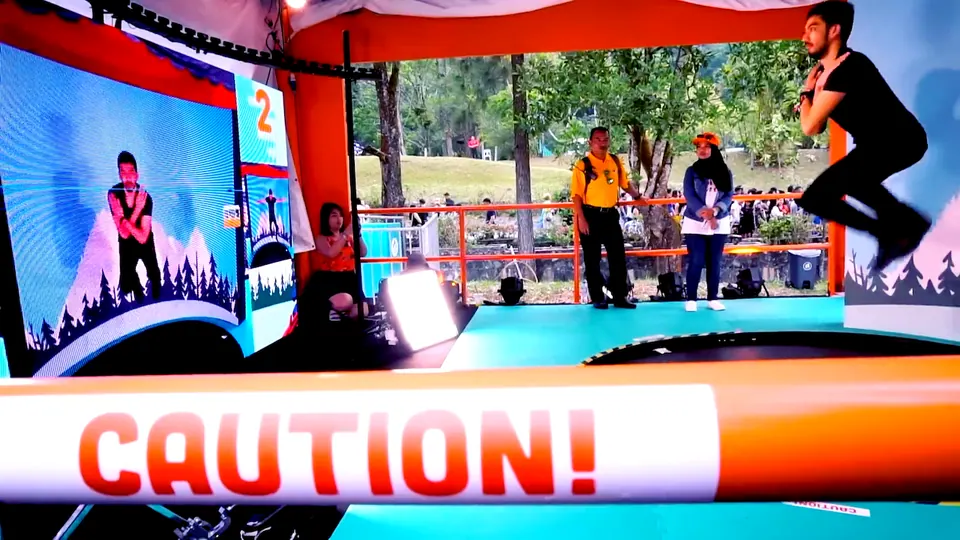 The Interactive Trampoline installation running a TouchDesigner-driven visual at a music festival in Malaysia
